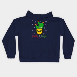 Prickly And Bright - Opuntia Microdasys Cactus In Christmas Holly Pot Kids Hoodie